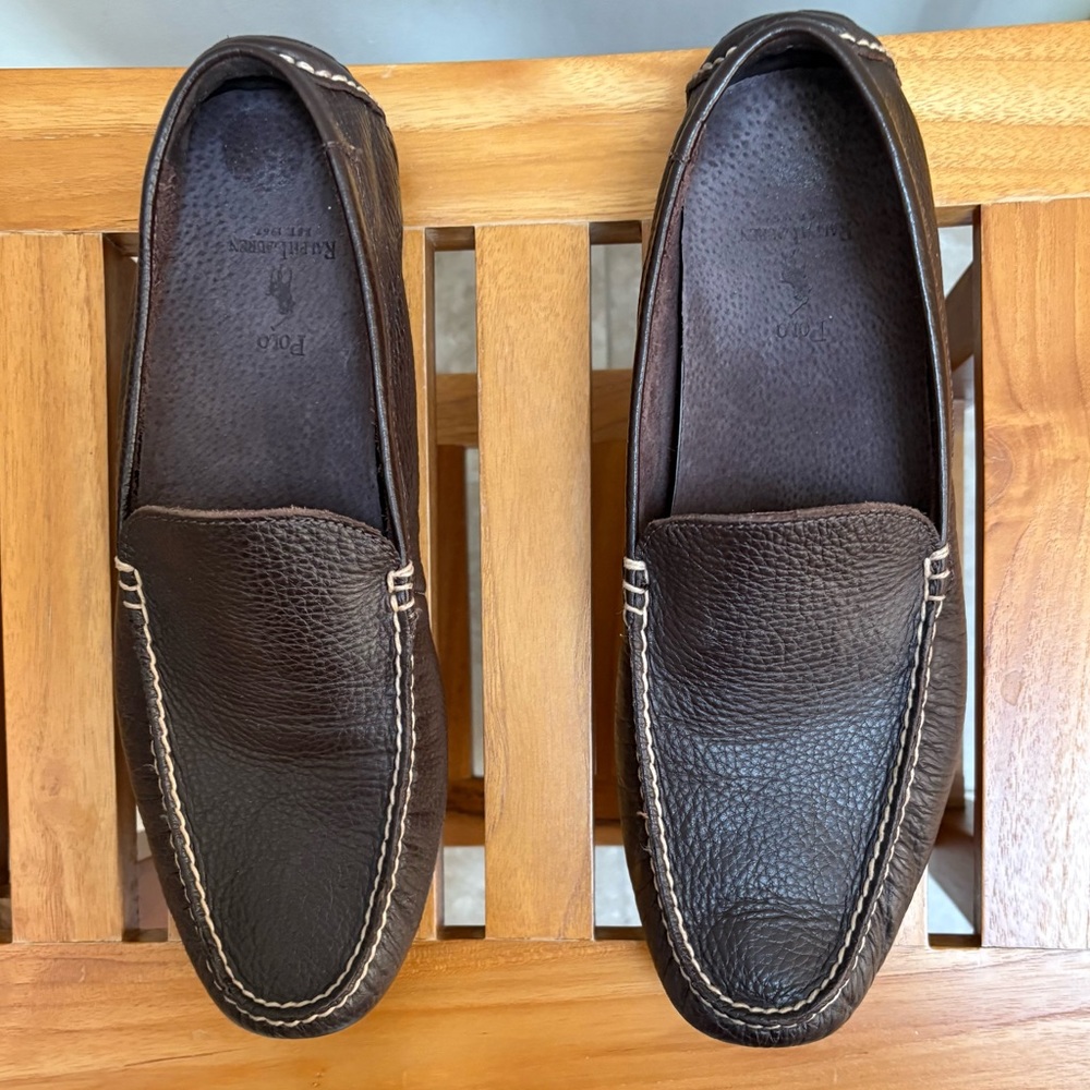 Polo by Ralph Lauren Brown Leather Loafers Slip-Ons